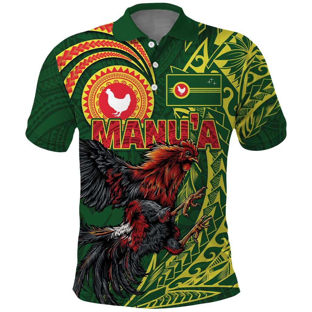 Proud of Manu'a Islands Polo Shirt Rooster and Polynesian Art Wing Style