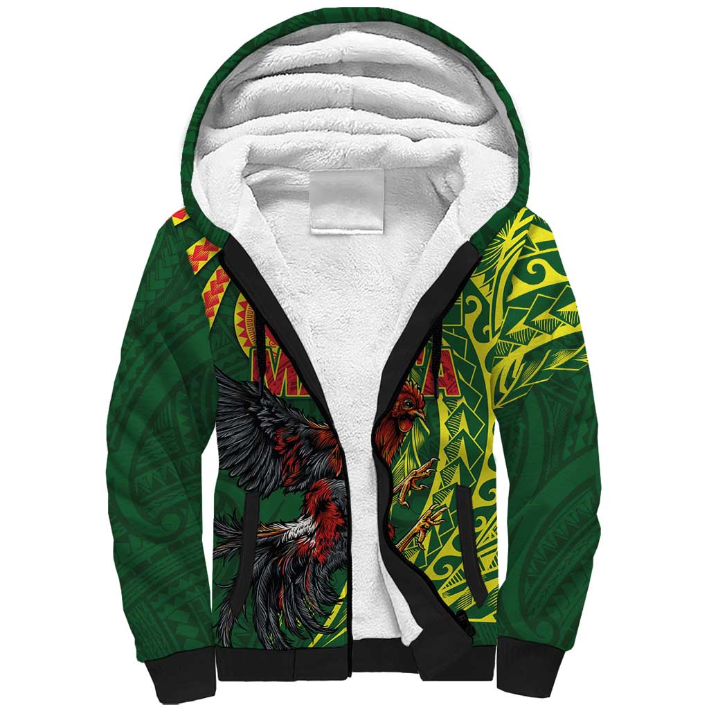 Proud of Manu'a Islands Sherpa Hoodie Rooster and Polynesian Art Wing Style