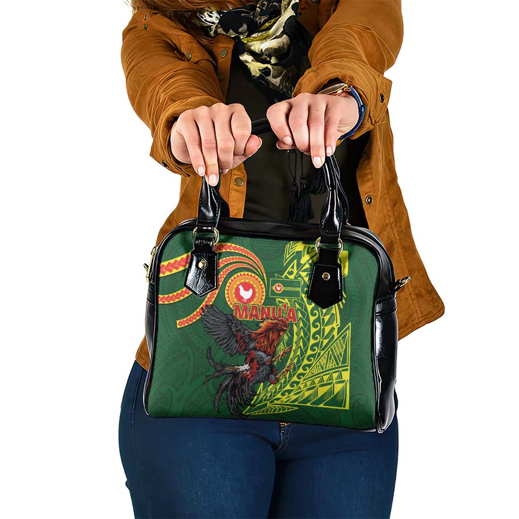 Proud of Manu'a Islands Shoulder Handbag Rooster and Polynesian Art Wing Style