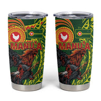 Proud of Manu'a Islands Tumbler Cup Rooster and Polynesian Art Wing Style LT03 Green - Polynesian Pride