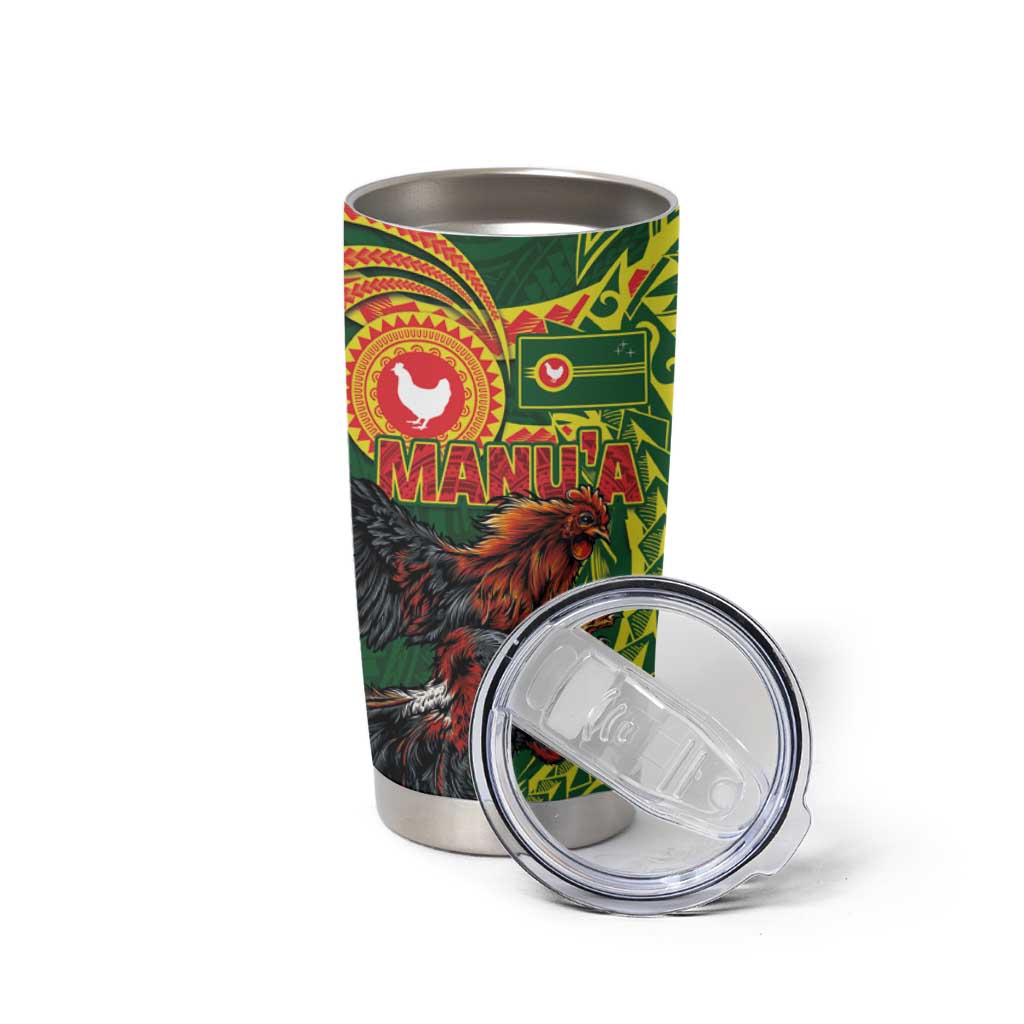 Proud of Manu'a Islands Tumbler Cup Rooster and Polynesian Art Wing Style LT03 - Polynesian Pride