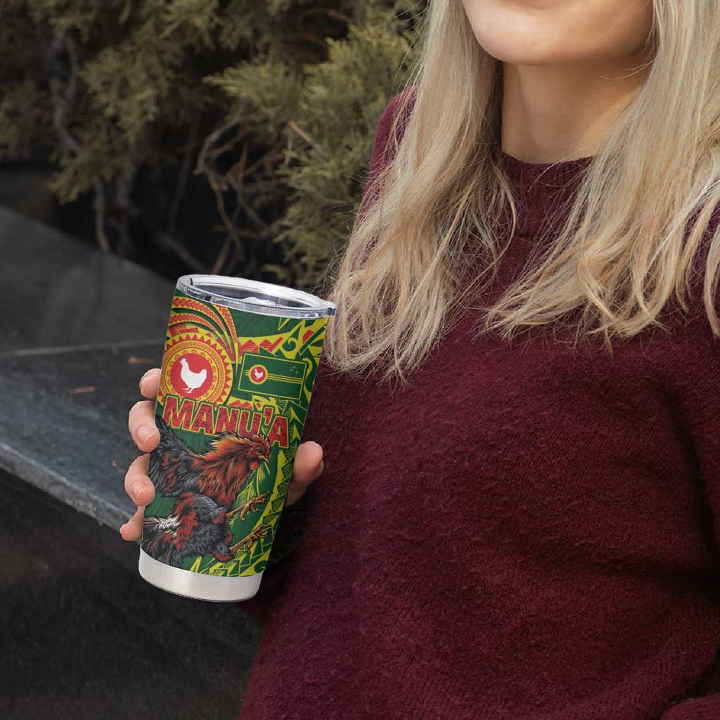 Proud of Manu'a Islands Tumbler Cup Rooster and Polynesian Art Wing Style LT03 - Polynesian Pride