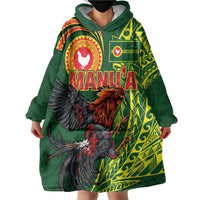 Proud of Manu'a Islands Wearable Blanket Hoodie Rooster and Polynesian Art Wing Style