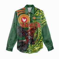 Proud of Manu'a Islands Women Casual Shirt Rooster and Polynesian Art Wing Style