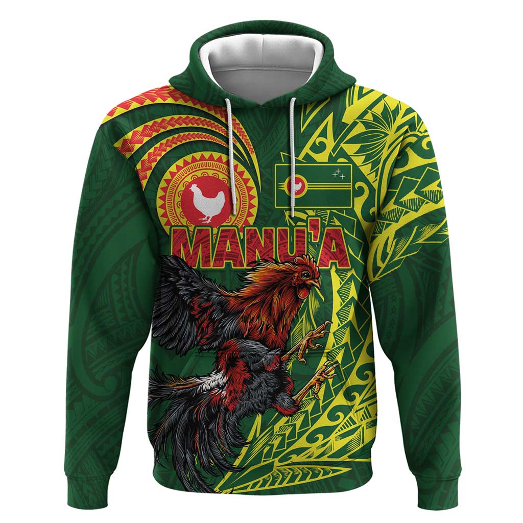Proud of Manu'a Islands Zip Hoodie Rooster and Polynesian Art Wing Style