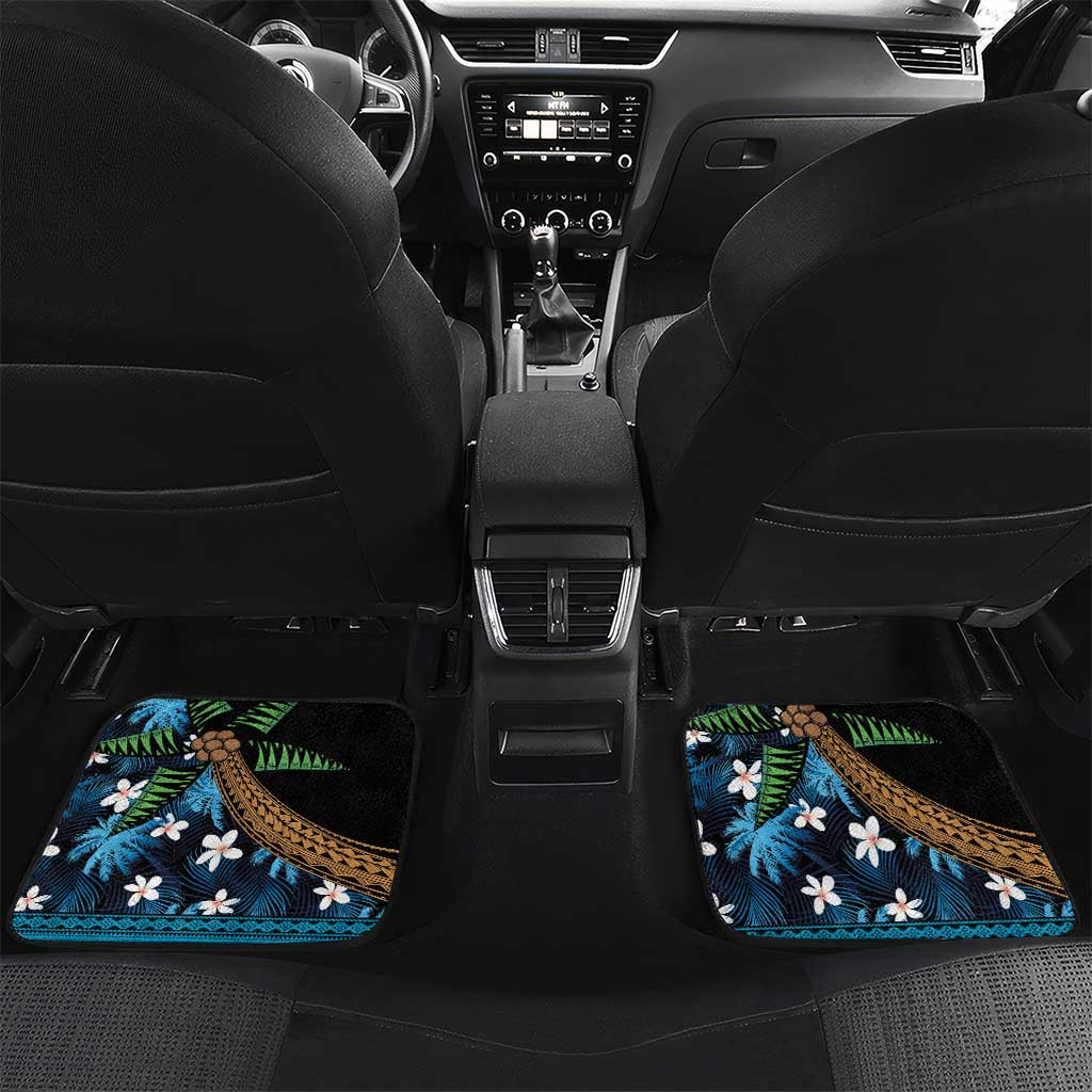 Fiji Day Car Mats Palm Tree With Plumeria Tapa Tribal Pattern