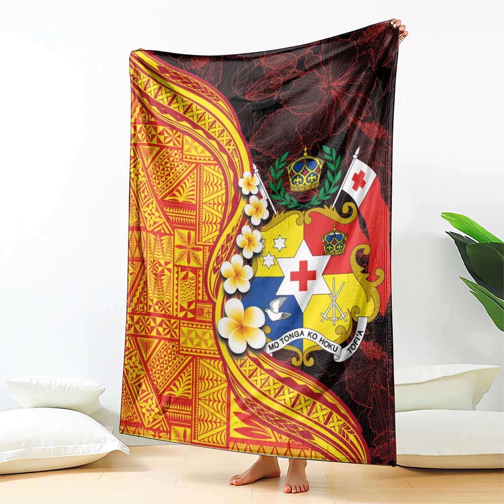 Tonga Culture Blanket Ngatu Pattern with Plumeria and Hibiscus