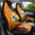 Tonga Culture Car Seat Cover Ngatu Pattern with Plumeria and Hibiscus