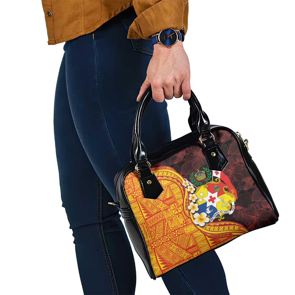 Tonga Culture Shoulder Handbag Ngatu Pattern with Plumeria and Hibiscus LT03 - Polynesian Pride