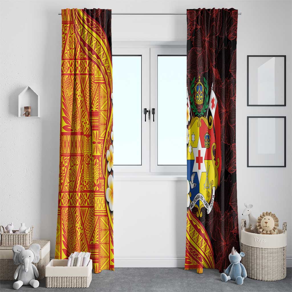 Tonga Culture Window Curtain Ngatu Pattern with Plumeria and Hibiscus