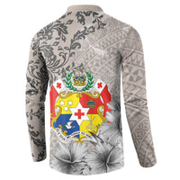 Tonga Culture Button Sweatshirt Ngatu Pattern and Blooming Hibiscus
