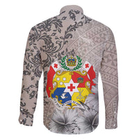 Tonga Culture Family Matching Long Sleeve Bodycon Dress and Hawaiian Shirt Ngatu Pattern and Blooming Hibiscus