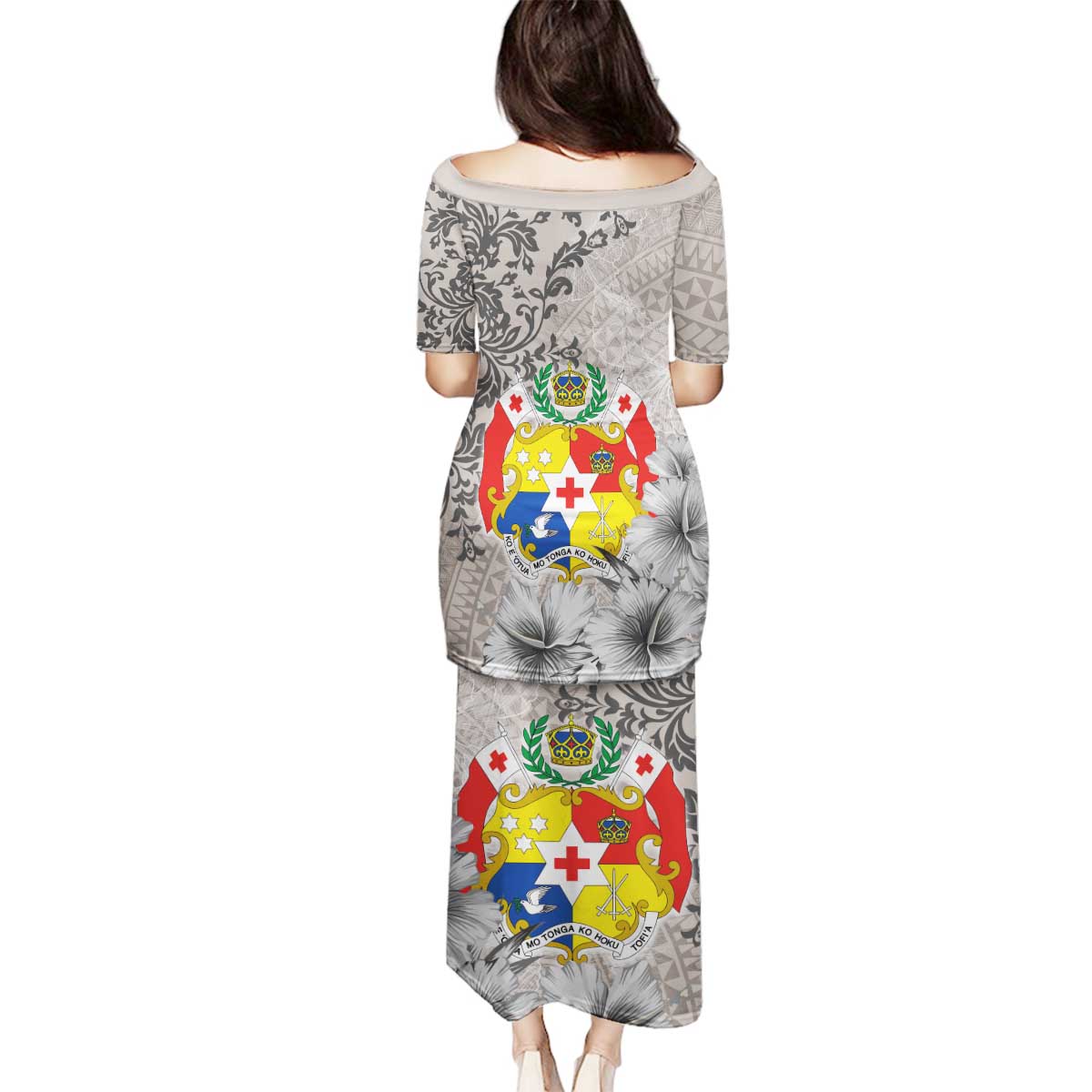 Tonga Culture Family Matching Puletasi and Hawaiian Shirt Ngatu Pattern and Blooming Hibiscus