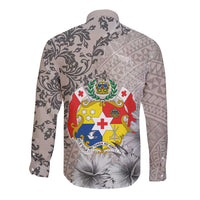 Tonga Culture Long Sleeve Button Shirt Ngatu Pattern and Blooming Hibiscus LT03 - Polynesian Pride