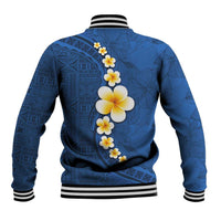 Polynesian Hibiscus and Plumeria with Tapa Pattern Baseball Jacket Blue Color LT03 - Polynesian Pride