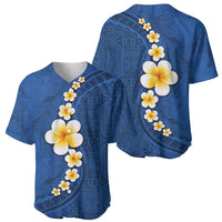 Polynesian Hibiscus and Plumeria with Tapa Pattern Baseball Jersey Blue Color LT03 - Polynesian Pride