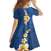 Polynesian Hibiscus and Plumeria with Tapa Pattern Family Matching Mermaid Dress and Hawaiian Shirt Blue Color LT03 - Polynesian Pride