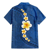 Polynesian Hibiscus and Plumeria with Tapa Pattern Family Matching Mermaid Dress and Hawaiian Shirt Blue Color LT03 - Polynesian Pride
