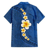 Polynesian Hibiscus and Plumeria with Tapa Pattern Family Matching Puletasi and Hawaiian Shirt Blue Color LT03 - Polynesian Pride