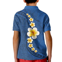Polynesian Hibiscus and Plumeria with Tapa Pattern Kid Polo Shirt Blue Color LT03 - Polynesian Pride