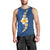 Polynesian Hibiscus and Plumeria with Tapa Pattern Men Tank Top Blue Color