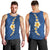 Polynesian Hibiscus and Plumeria with Tapa Pattern Men Tank Top Blue Color