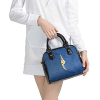 Polynesian Hibiscus and Plumeria with Tapa Pattern Shoulder Handbag Blue Color LT03 - Polynesian Pride