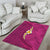 Polynesian Hibiscus and Plumeria with Tapa Pattern Area Rug Pink Color