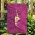 Polynesian Hibiscus and Plumeria with Tapa Pattern Garden Flag Pink Color