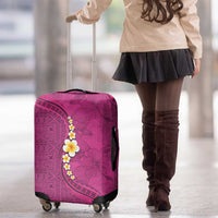 Polynesian Hibiscus and Plumeria with Tapa Pattern Luggage Cover Pink Color