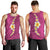 Polynesian Hibiscus and Plumeria with Tapa Pattern Men Tank Top Pink Color