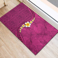 Polynesian Hibiscus and Plumeria with Tapa Pattern Rubber Doormat Pink Color LT03 - Polynesian Pride