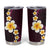 Polynesian Hibiscus and Plumeria with Tapa Pattern Tumbler Cup Pink Color