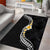 Pacific Hibiscus and Plumeria with Tapa Pattern Area Rug Black Color