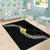 Pacific Hibiscus and Plumeria with Tapa Pattern Area Rug Black Color