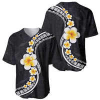 Pacific Hibiscus and Plumeria with Tapa Pattern Baseball Jersey Black Color LT03 - Polynesian Pride