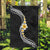 Pacific Hibiscus and Plumeria with Tapa Pattern Garden Flag Black Color