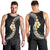 Pacific Hibiscus and Plumeria with Tapa Pattern Men Tank Top Black Color