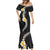 Pacific Hibiscus and Plumeria with Tapa Pattern Mermaid Dress Black Color