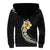 Pacific Hibiscus and Plumeria with Tapa Pattern Sherpa Hoodie Black Color