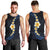 Pacific Hibiscus and Plumeria with Tapa Pattern Men Tank Top Dark Blue Color