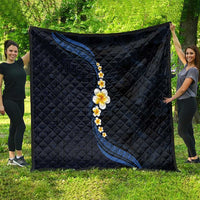 Pacific Hibiscus and Plumeria with Tapa Pattern Quilt Dark Blue Color LT03 - Polynesian Pride