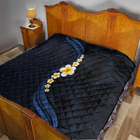 Pacific Hibiscus and Plumeria with Tapa Pattern Quilt Dark Blue Color LT03 - Polynesian Pride