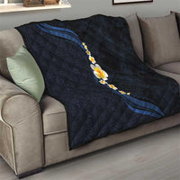 Pacific Hibiscus and Plumeria with Tapa Pattern Quilt Dark Blue Color LT03 - Polynesian Pride