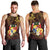 Tonga Ngatu and Hibiscus with Polynesian Tattoo Men Tank Top Gold and Oxblood Color