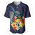 Tonga Vava'u Humpback Whale Blue Water Baseball Jersey Polynesian Hibiscus Flowers