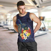 Tonga Vava'u Humpback Whale Blue Water Men Tank Top Polynesian Hibiscus Flowers