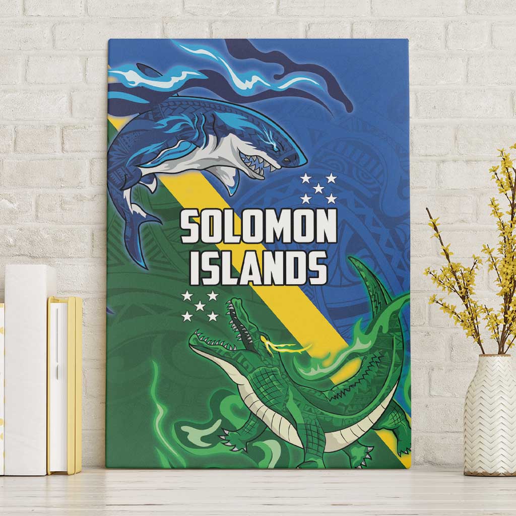 Solomon Islands Polynesian Tribal Shark and Crocodile Canvas Wall Art