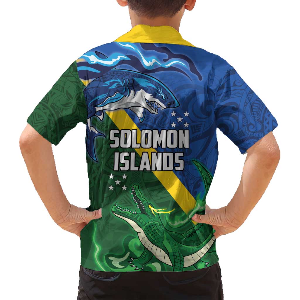 Solomon Islands Polynesian Tribal Shark and Crocodile Family Matching Long Sleeve Bodycon Dress and Hawaiian Shirt LT03 - Polynesian Pride