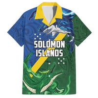 Solomon Islands Polynesian Tribal Shark and Crocodile Family Matching Off Shoulder Maxi Dress and Hawaiian Shirt